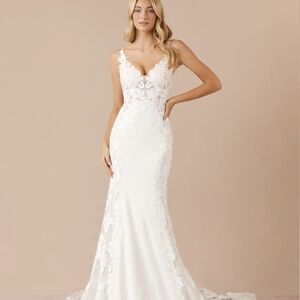 Azazie Ivory Lace Bridal Gown